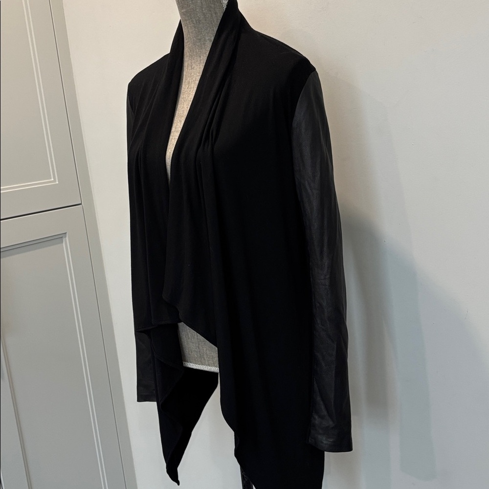 Danier Black Leather Waterfall Cardigan Italian Leather - Picture 7 of 16